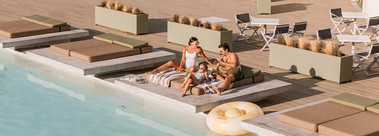 Almyra Resort poolside relaxation in Koutsounari Crete private transfer Route C