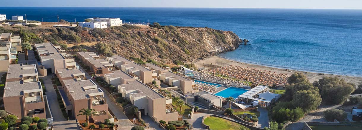 Atlantica Mikri Poli Crete beachfront resort in Makry Gialos with pools and sea view Image title: