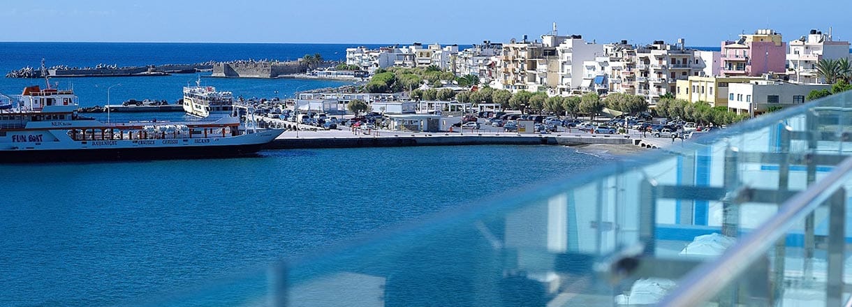 Sea view of Ierapetra town near El Greco Boutique Hotel Ierapetra seafront and harbor view near El Greco Boutique Hotel in Crete