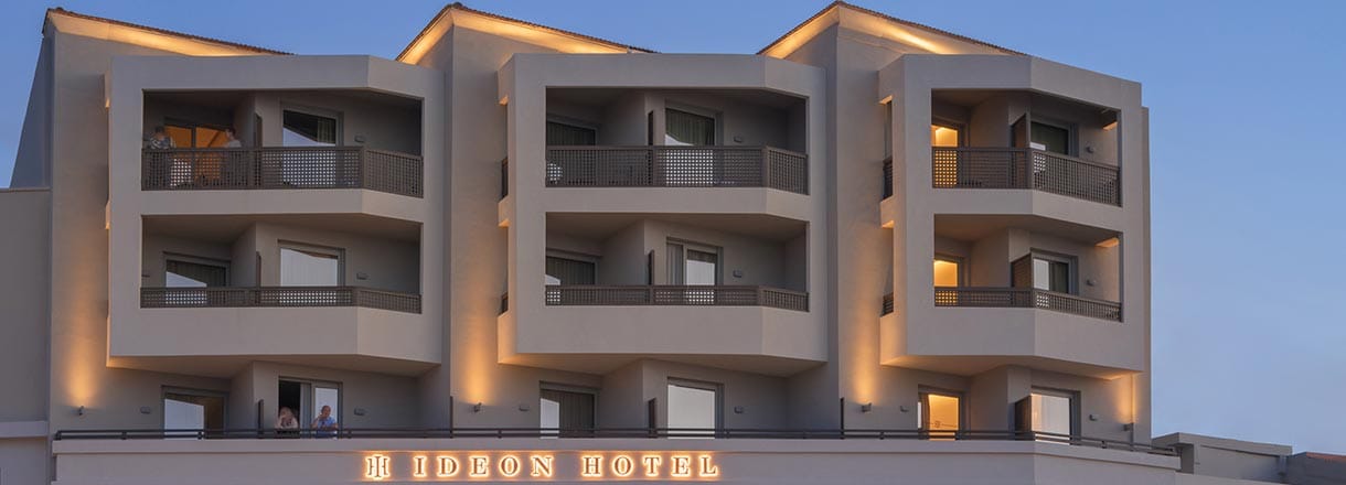 Ideon Hotel building in Rethymno Crete near the Old Town and Venetian harbor