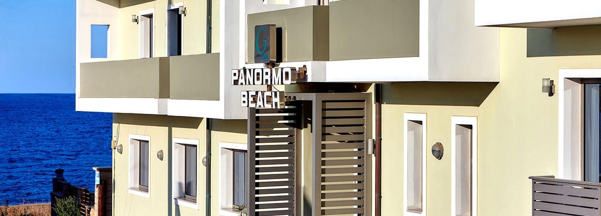 Panormo Beach Hotel exterior by the sea in Panormo Crete