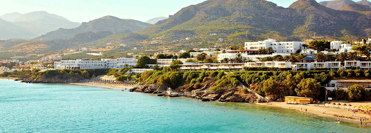 Sunwing Makrigialos Beach in Makry Gialos Crete with beachfront view, Heraklion Airport transfer destination