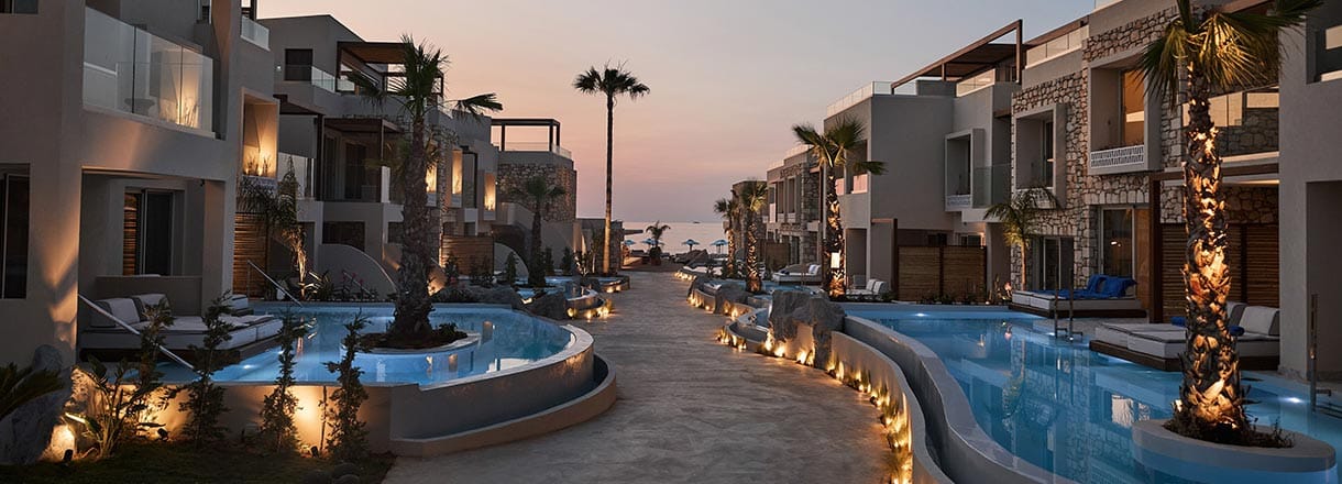 Uzenie All Suites Boutique Resort in Adelianos Kampos Crete luxury hotel destination for private transfer from Heraklion Airport